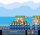 A Boss Bass attempting to eat Mario in Super Mario All-Stars's remake of Super Mario Bros. 3