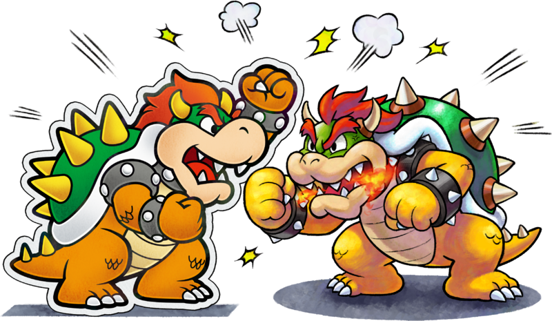 File:Bowser and Paper Bowser MLPJ artwork.png