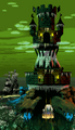 Kong Island in the background of K. Rool's Keep in Donkey Kong Country 2: Diddy's Kong Quest