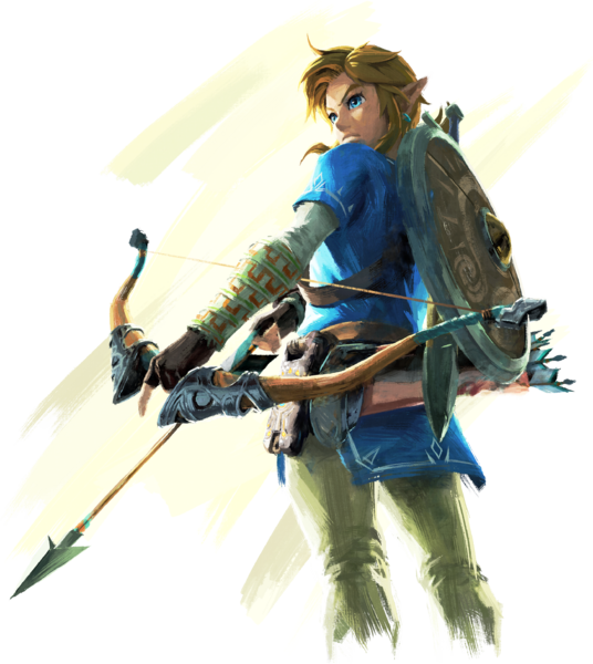 File:Link holding a bow BotW artwork.png
