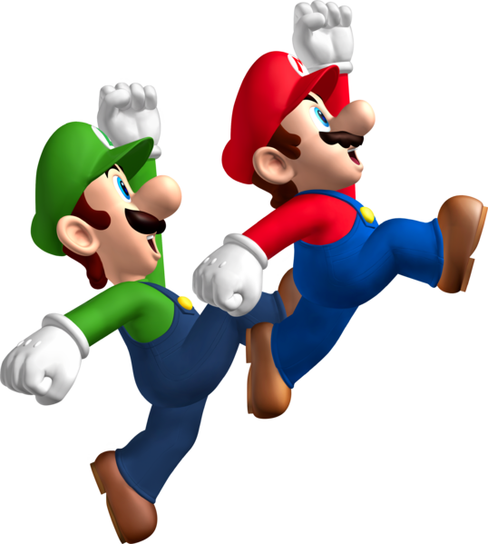 File:NSMB Mario and Luigi jumping artwork.png