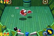 Mario Pinball Land screenshot of the battle against Porcupuffer