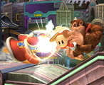 Super Smash Bros. Brawl screenshot of King Dedede using Waddle Dee Toss